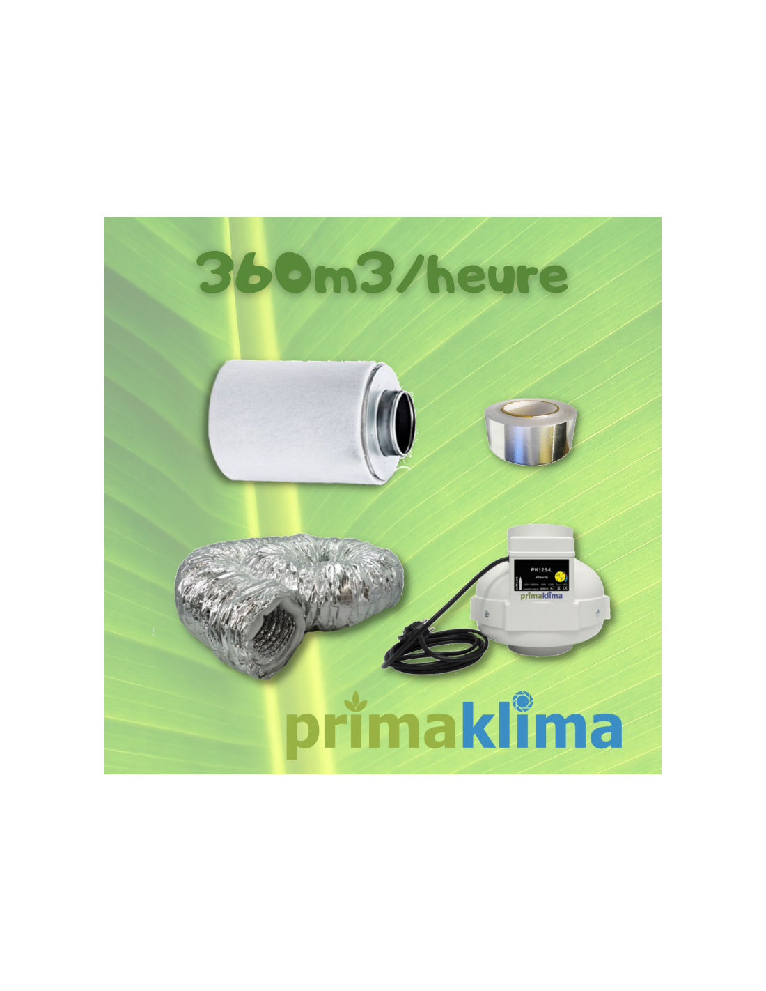 Filtre charbon Prima Klima - Eco-Line 360m3/h - sortie 125mm